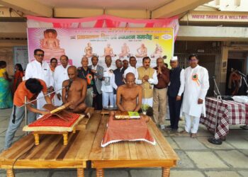 जैन गूरूकुलात एक लाख लिटर जलकुंभ  भूमिपूजन सपन्नं